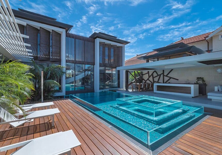 outdoor double square pool