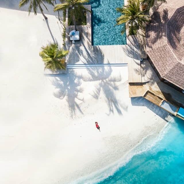 Arial view of beach and pool